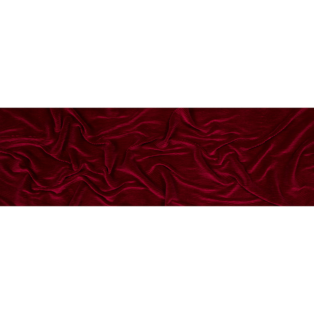 Wavy Crinkled Velour - Deep Claret - Yvonne Collection Folded
