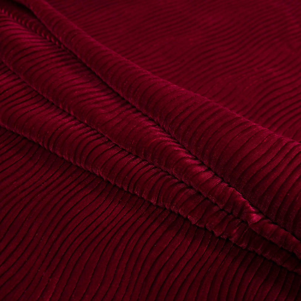 Wavy Crinkled Velour - Deep Claret - Yvonne Collection Detail