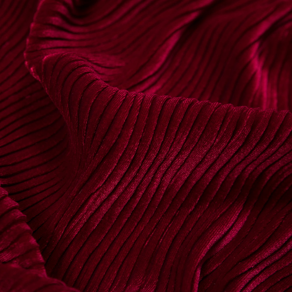 Wavy Crinkled Velour - Deep Claret - Yvonne Collection Full