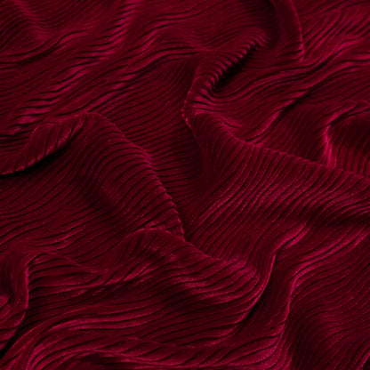 Wavy Crinkled Velour - Deep Claret - Yvonne Collection