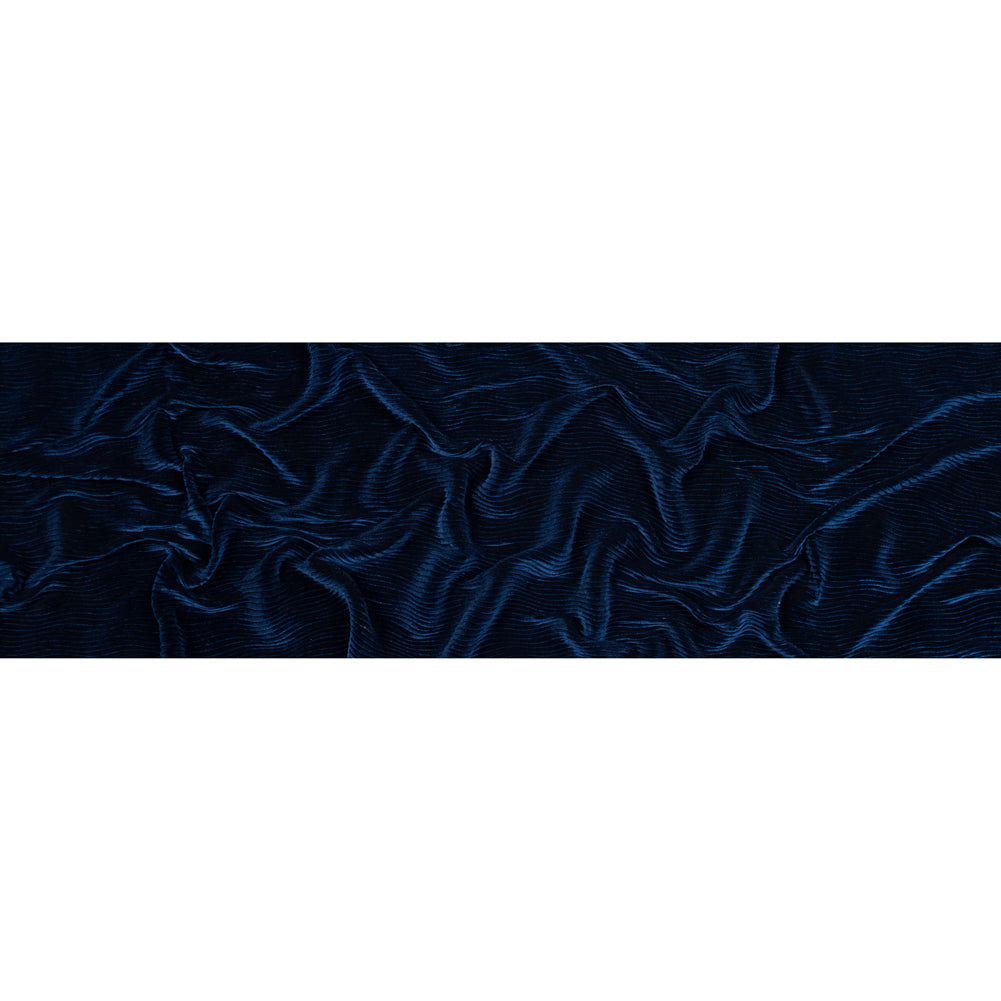 Wavy Crinkled Velour - Estate Blue - Yvonne Collection Folded