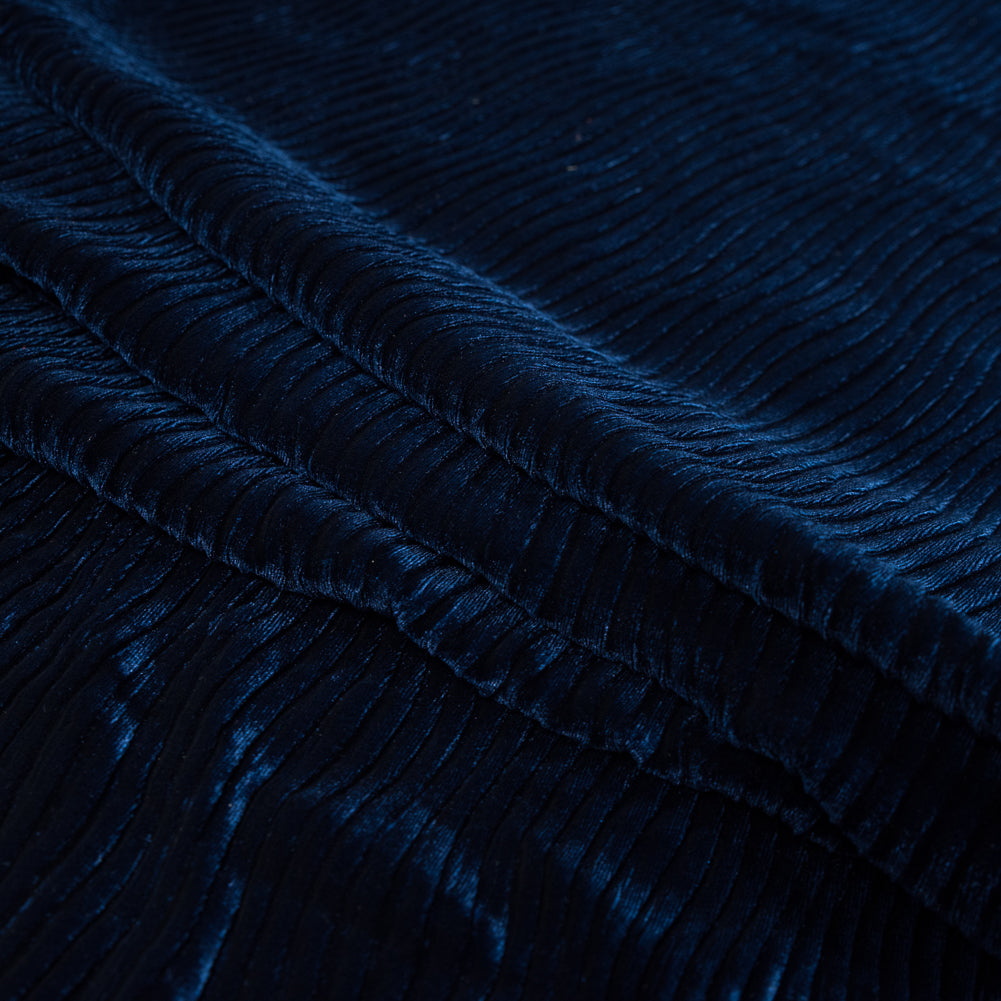 Wavy Crinkled Velour - Estate Blue - Yvonne Collection Detail