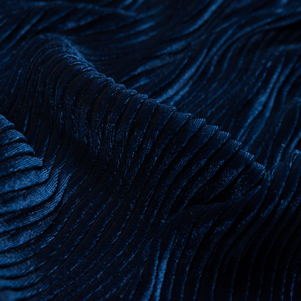 Wavy Crinkled Velour - Estate Blue - Yvonne Collection Full
