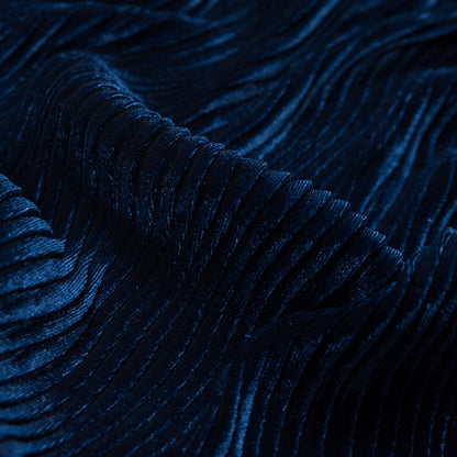 Wavy Crinkled Velour - Estate Blue - Yvonne Collection Full