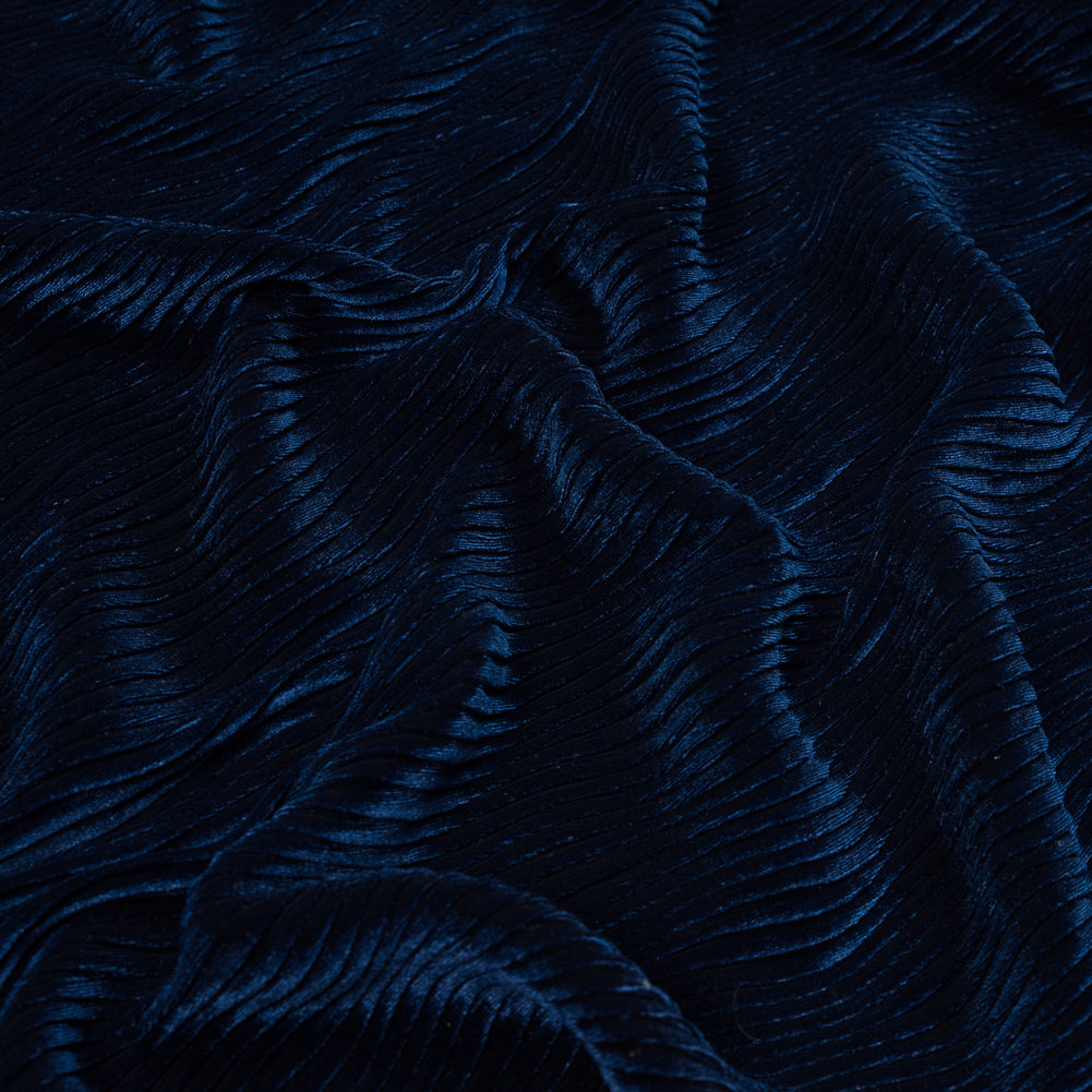 Wavy Crinkled Velour - Estate Blue - Yvonne Collection