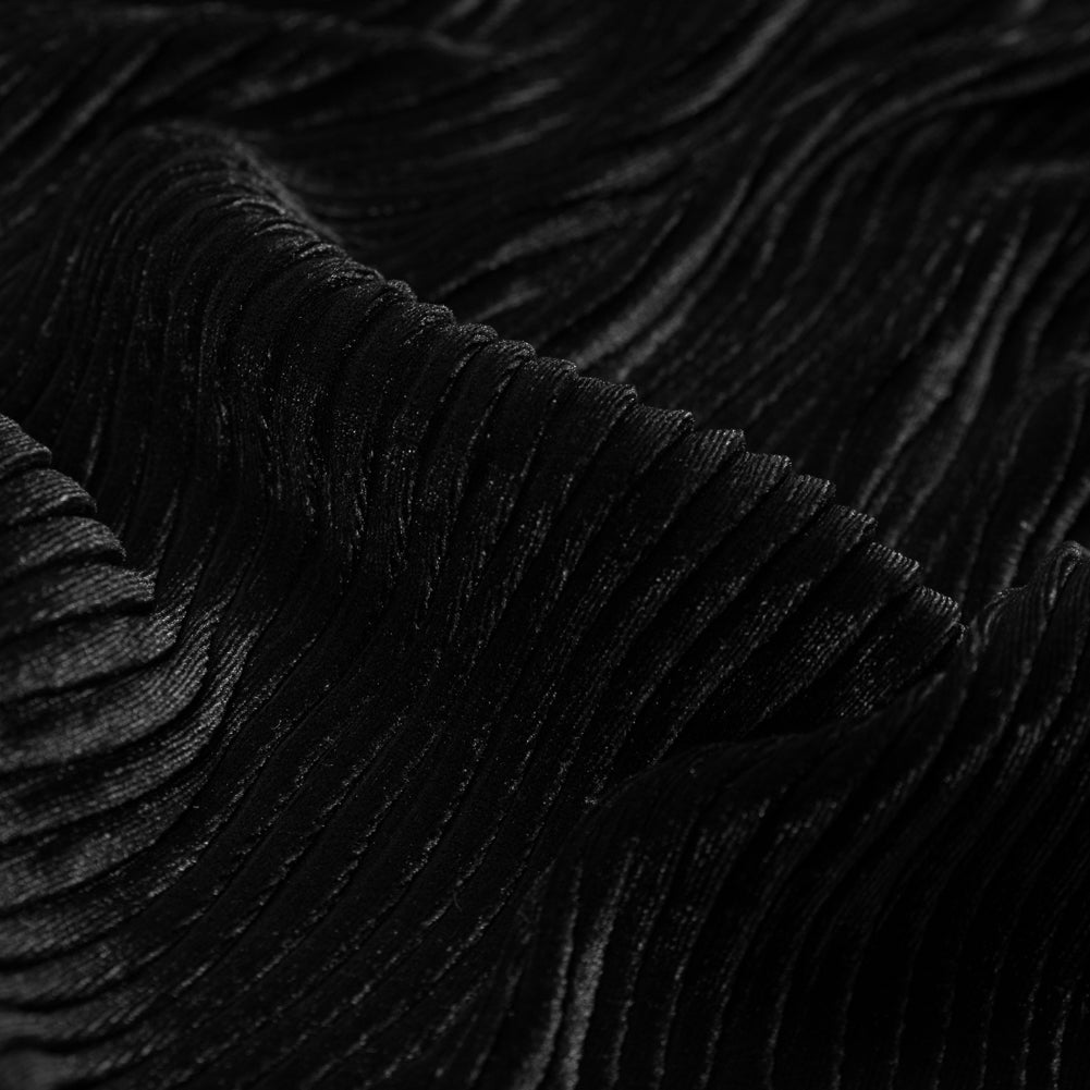 Wavy Crinkled Velour - Black - Yvonne Collection Full