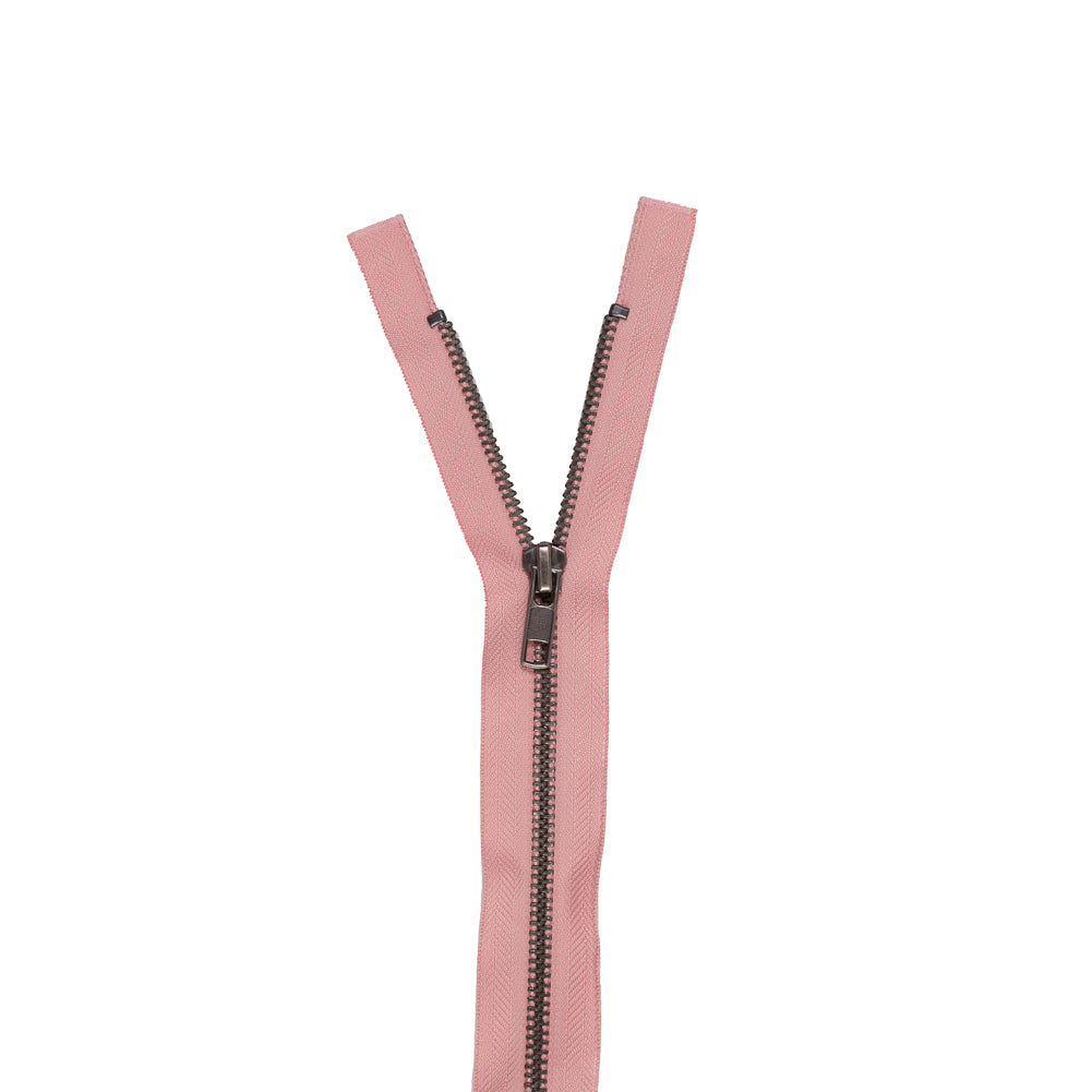 Peach Quartz and Matte Silver Metal Two-Way Zipper - 36"