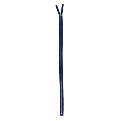 Royal Blue and Silver Metal Closed Bottom Zipper - 36" Detail