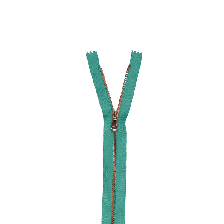 template--25130090922057__main-Sea Green and Rose Gold T3 Metal Closed Bottom Zipper - 36"