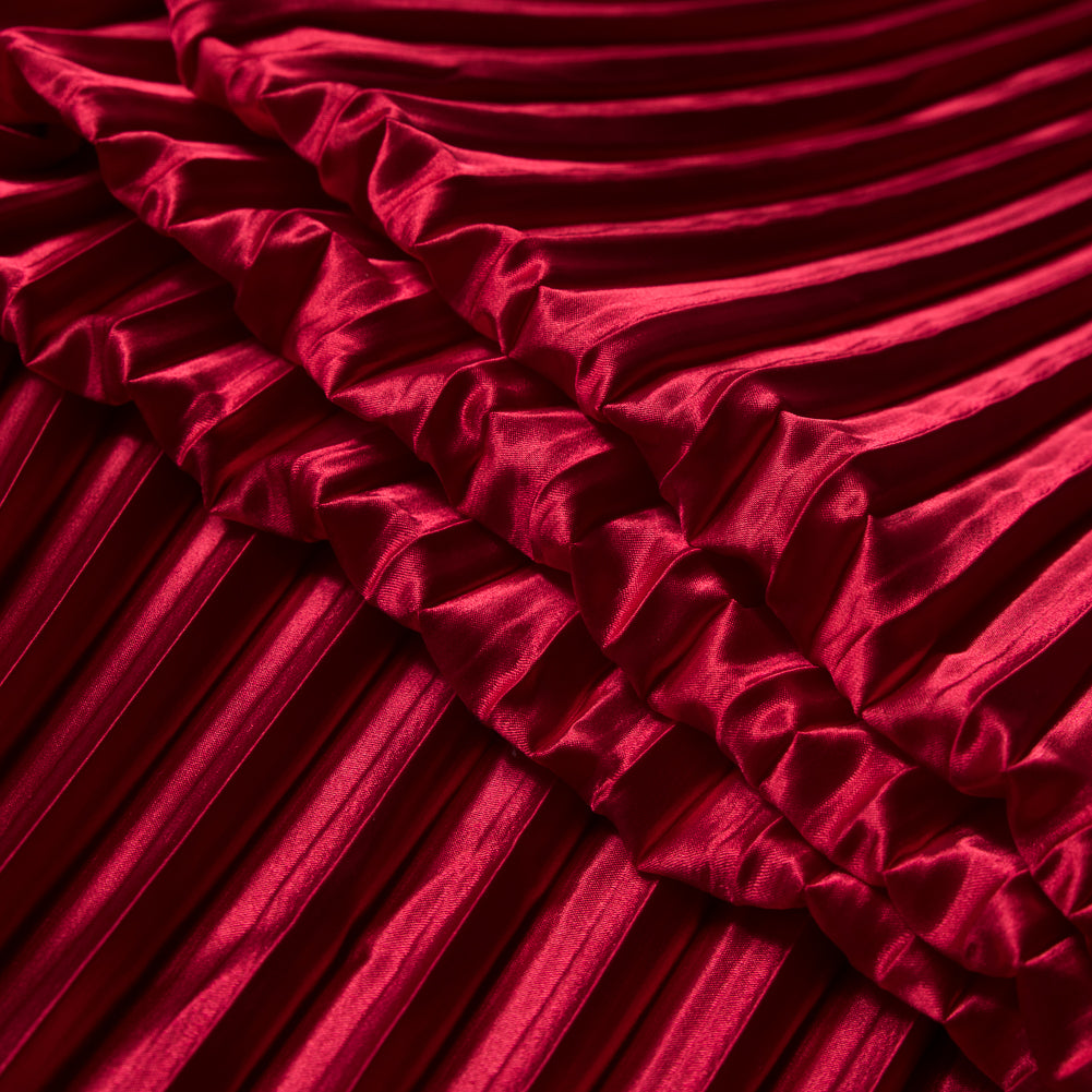 Pleated Stretch Satin - Red - Andreas Collection Detail