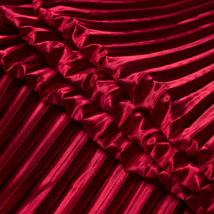Pleated Stretch Satin - Red - Andreas Collection Detail