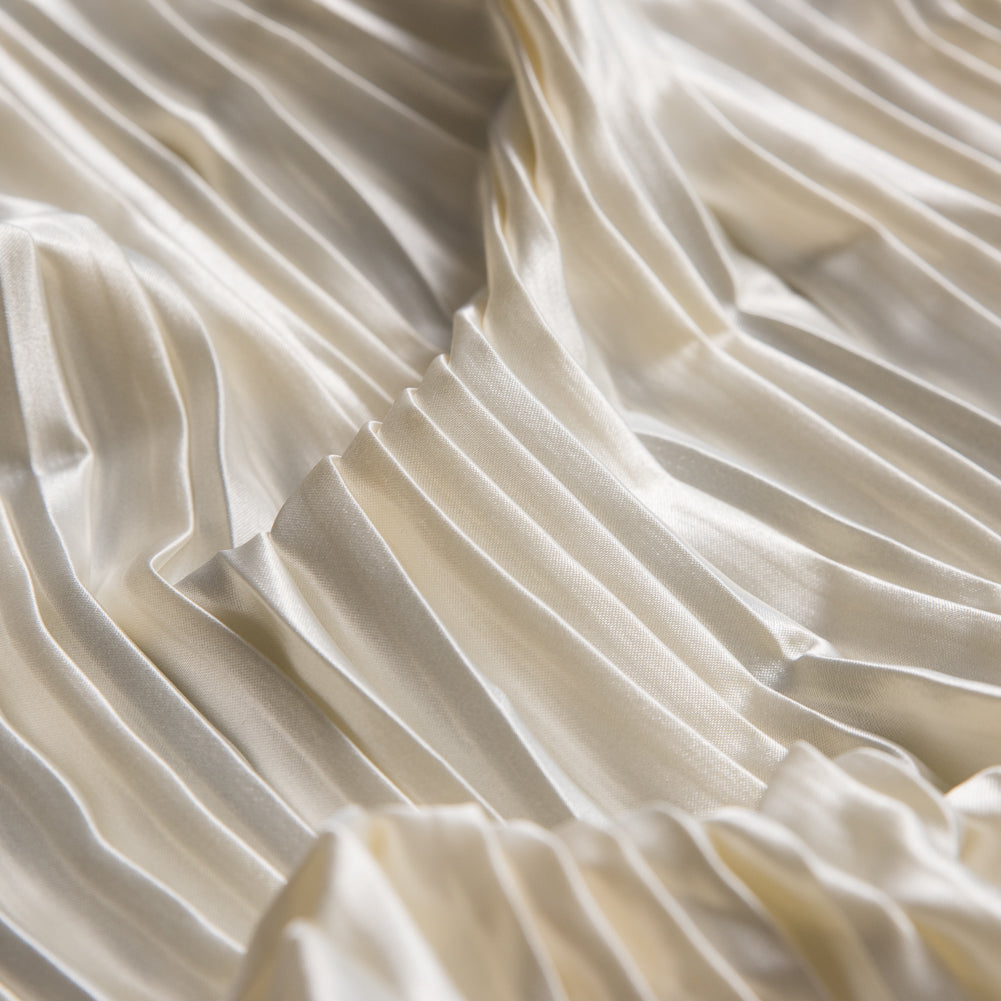 Pleated Stretch Satin - Cream - Andreas Collection