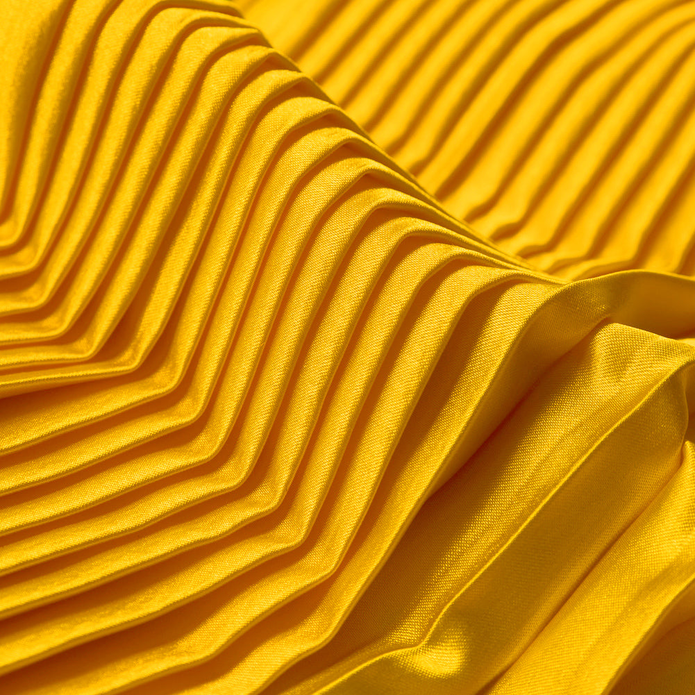 Pleated Stretch Satin - Gamboge - Andreas Collection Folded