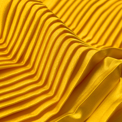 Pleated Stretch Satin - Gamboge - Andreas Collection Folded