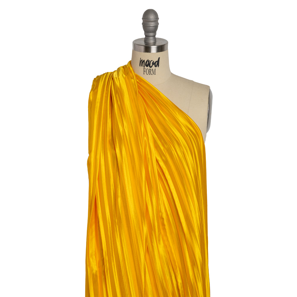 Pleated Stretch Satin - Gamboge - Andreas Collection Detail