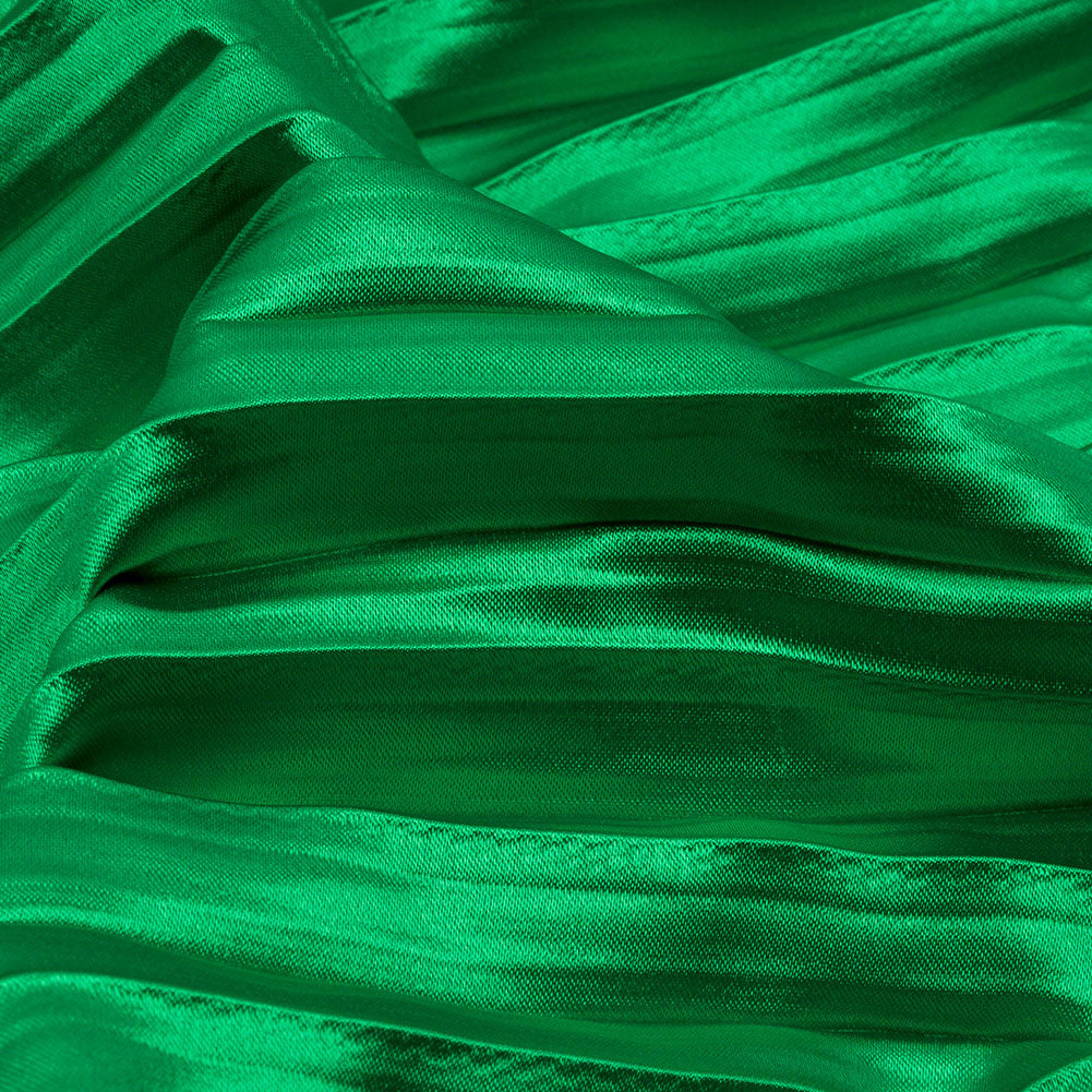 Pleated Stretch Satin - Kelly Green - Andreas Collection Folded
