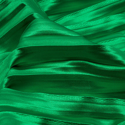 Pleated Stretch Satin - Kelly Green - Andreas Collection Folded