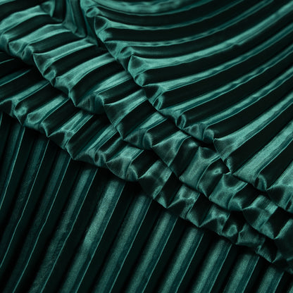 Pleated Stretch Satin - Emerald Green - Andreas Collection Detail