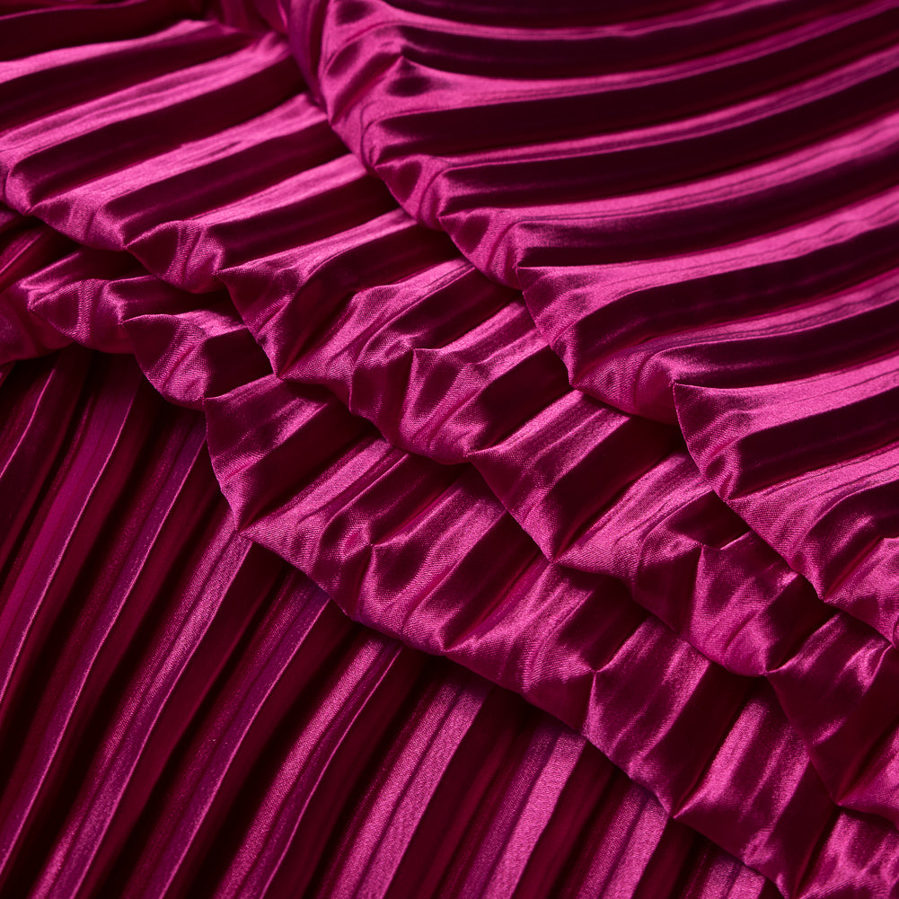 Pleated Stretch Satin - Raspberry Sorbet - Andreas Collection Detail