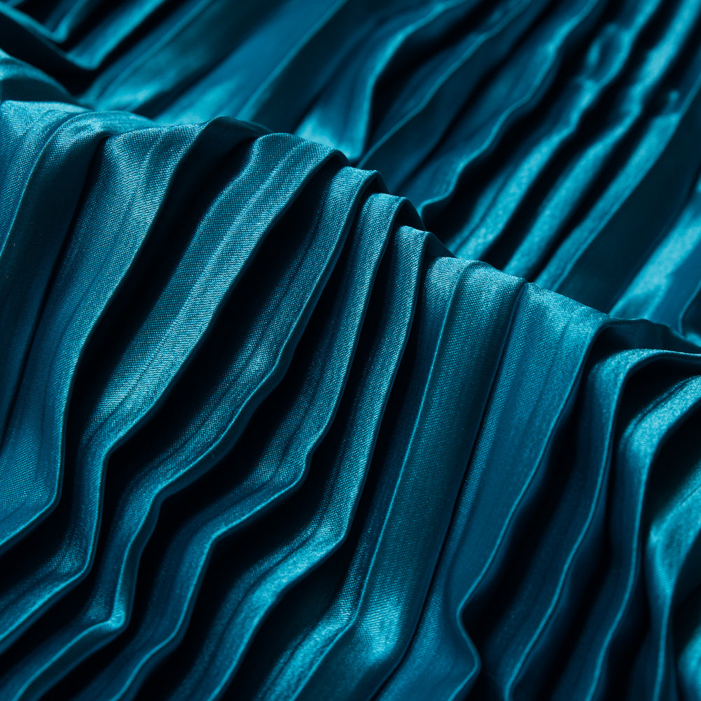 Pleated Stretch Satin - Aqua - Andreas Collection Full