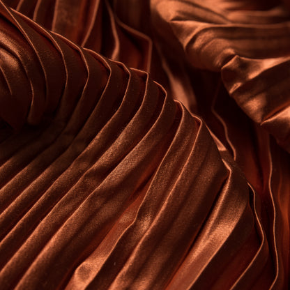Pleated Stretch Satin - Burnt Orange - Andreas Collection Full