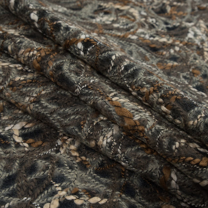 Designer Novelty Gray and Brown Felted Lace with Rope Design Folded