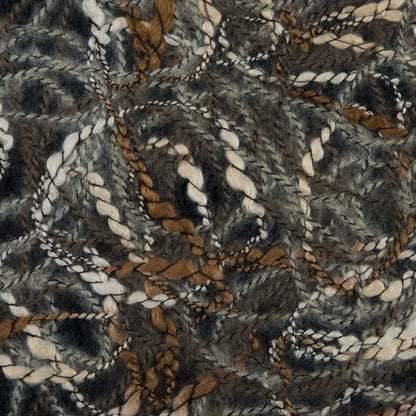 Designer Novelty Gray and Brown Felted Lace with Rope Design Detail