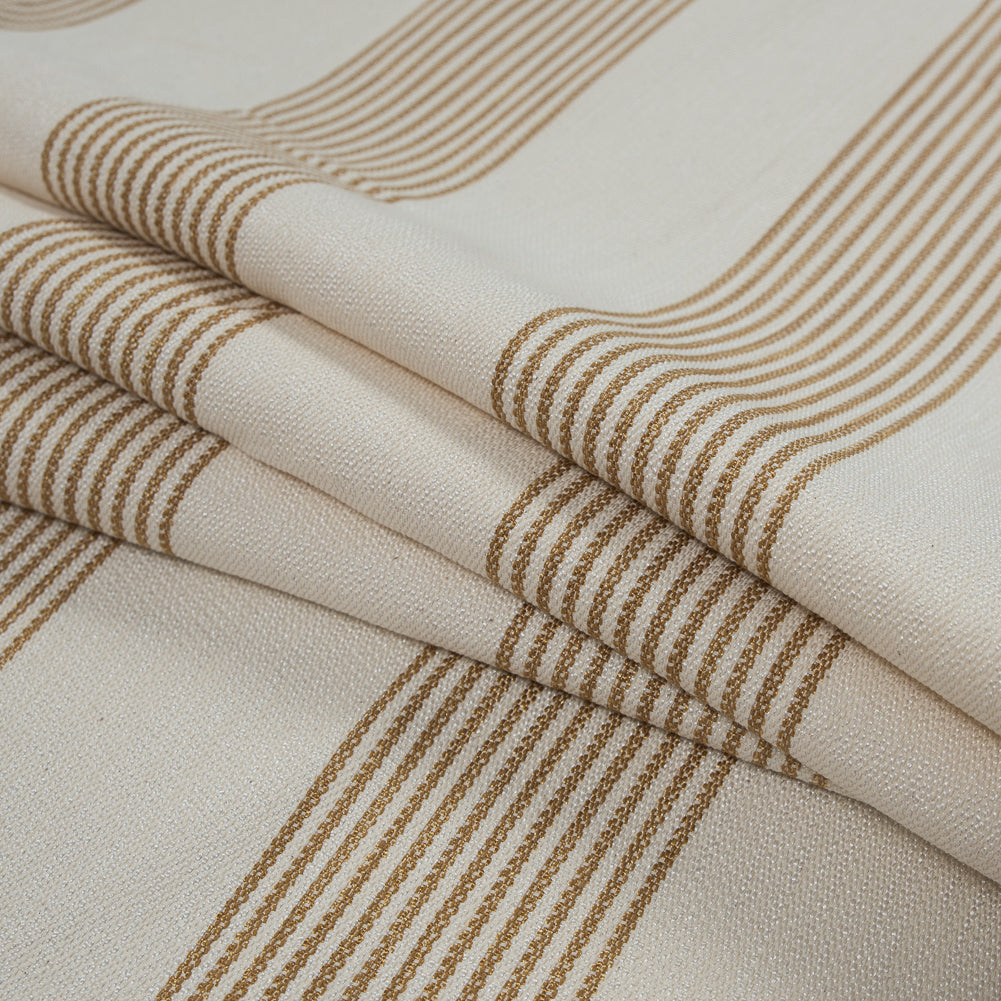 Derek Lam Natural and Straw Striped Cotton Blend Folded