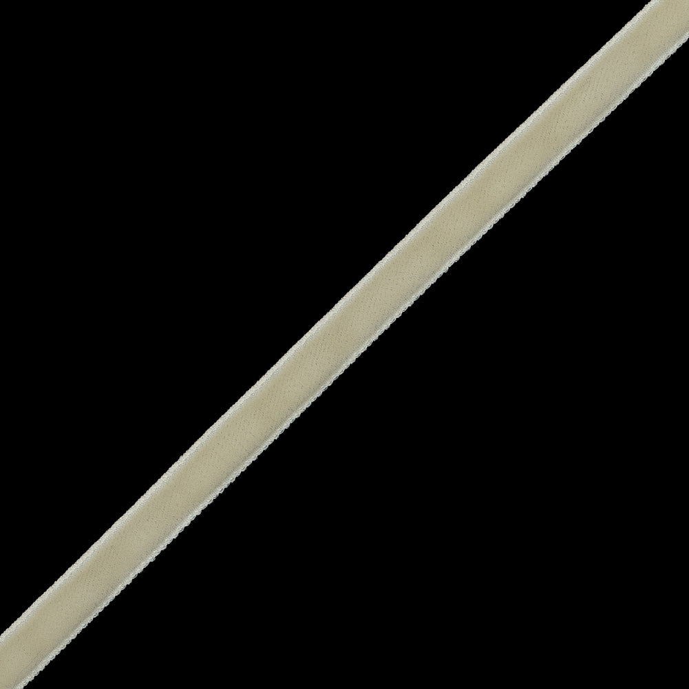 Ivory Single-Faced Velvet Ribbon - 0.25" Detail