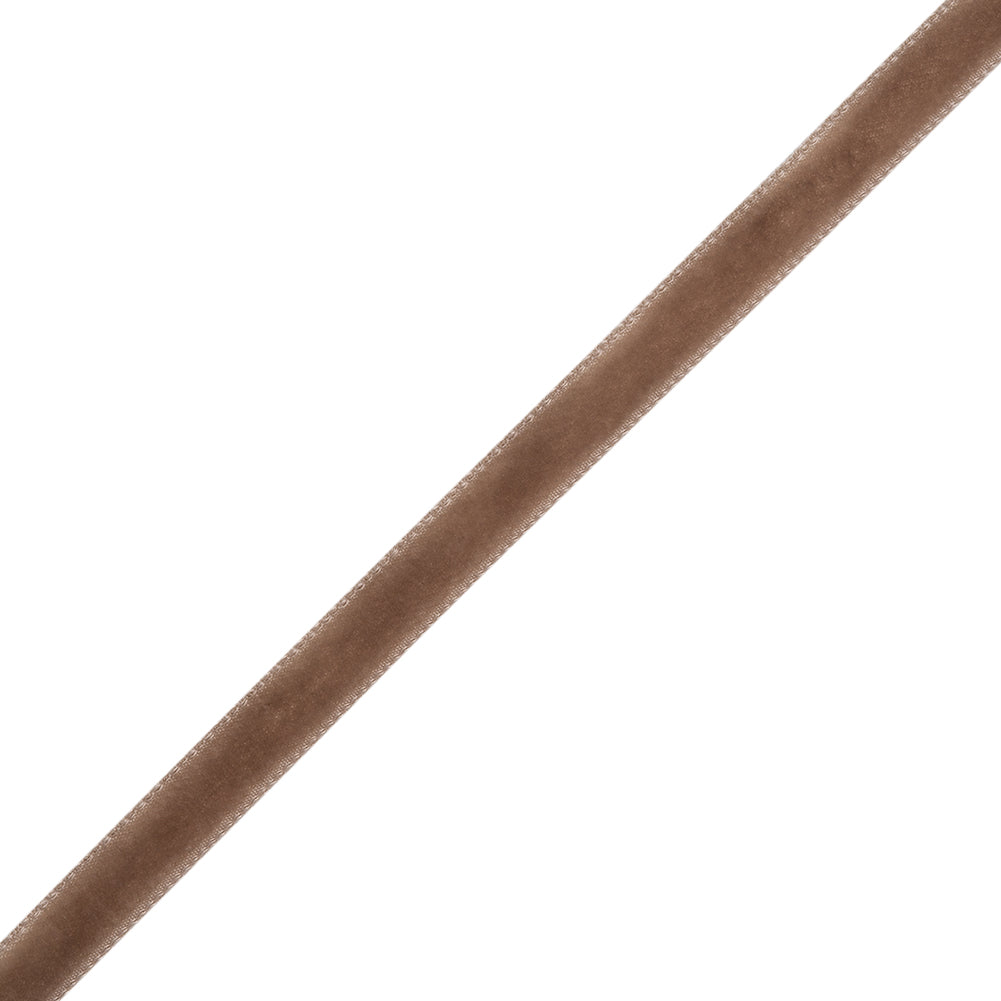 Single Faced Velvet Ribbon Made in Italy - 1/4" - Dark Tan - Sabine Collection