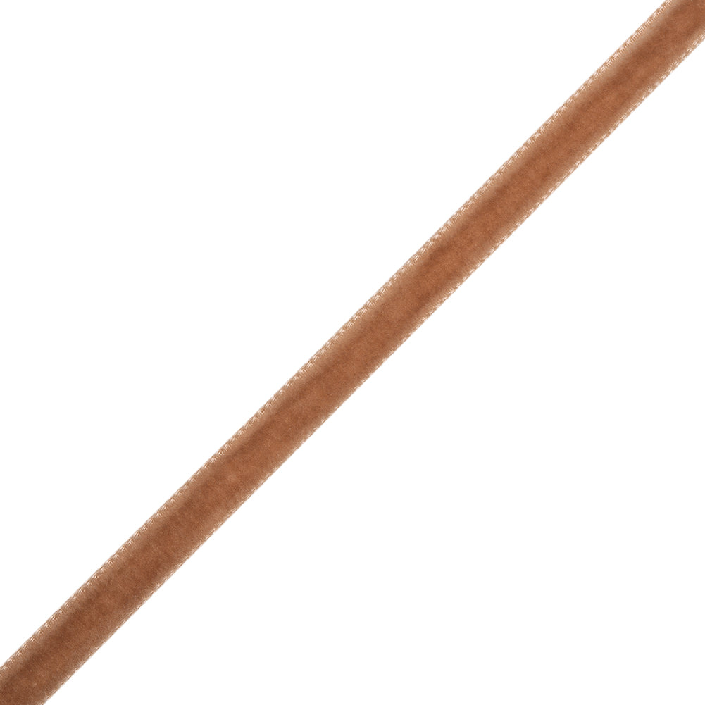 Single Faced Velvet Ribbon Made in Italy - 1/4" - Tan - Sabine Collection