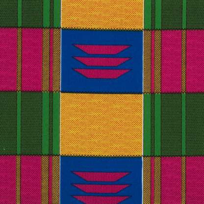 Yellow and Blue Geometric Waxed Cotton African Print Folded