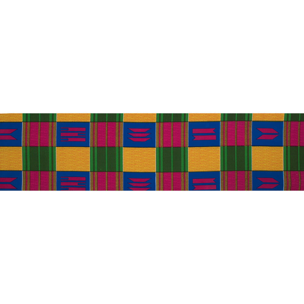 Yellow and Blue Geometric Waxed Cotton African Print Full