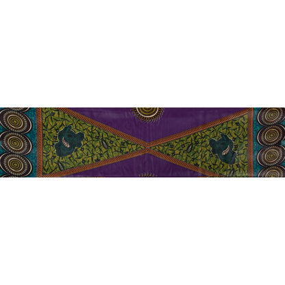 Purple and Green Floral Waxed Cotton African Print with additional Inlaid Pattern Full