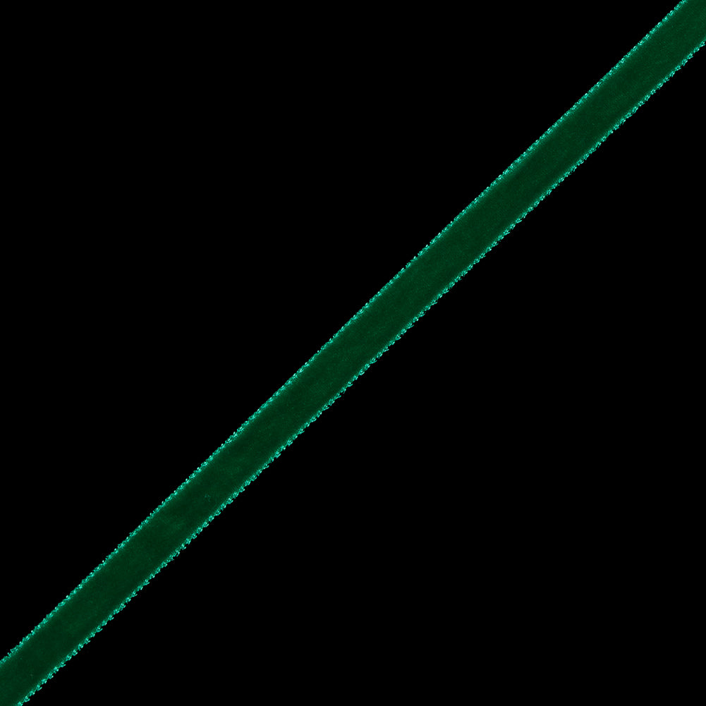 Emerald Single-Faced Velvet Ribbon - 0.25" Detail
