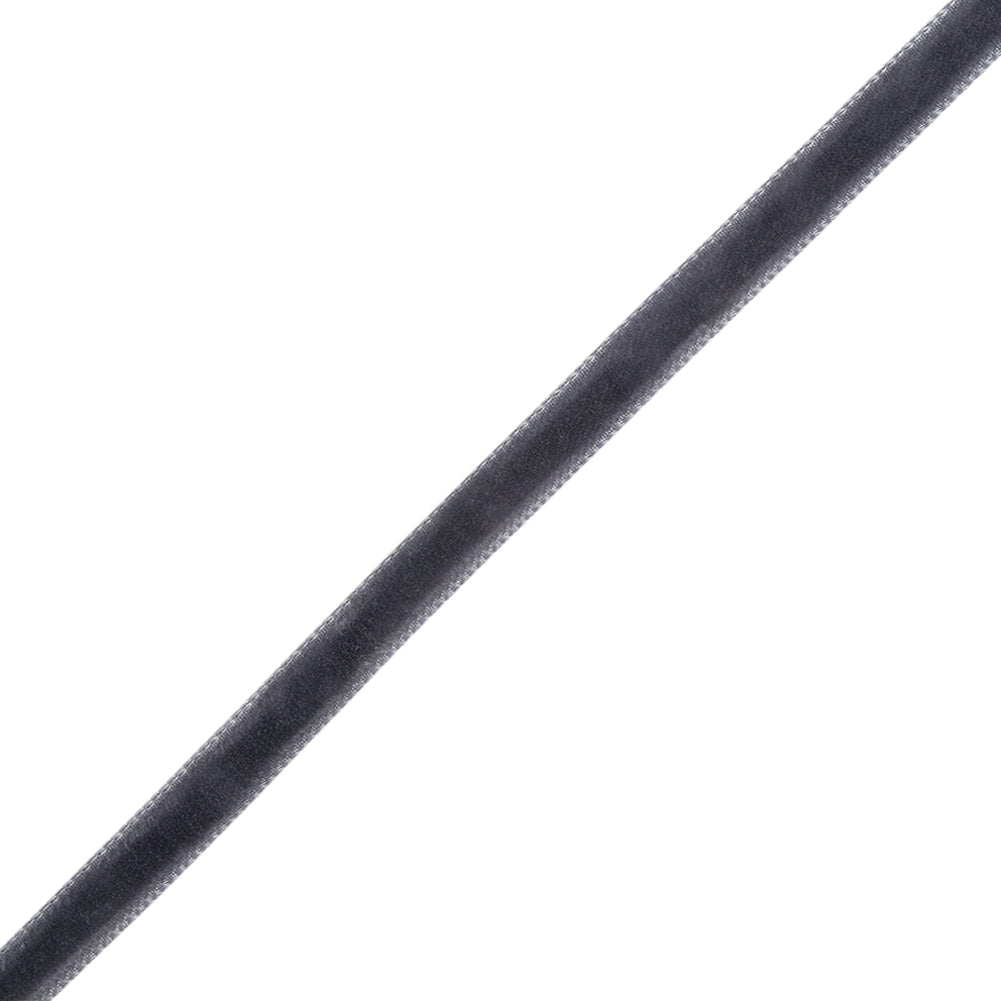 Single Faced Velvet Ribbon Made in Italy - 1/4" - Dark Gray - Sabine Collection