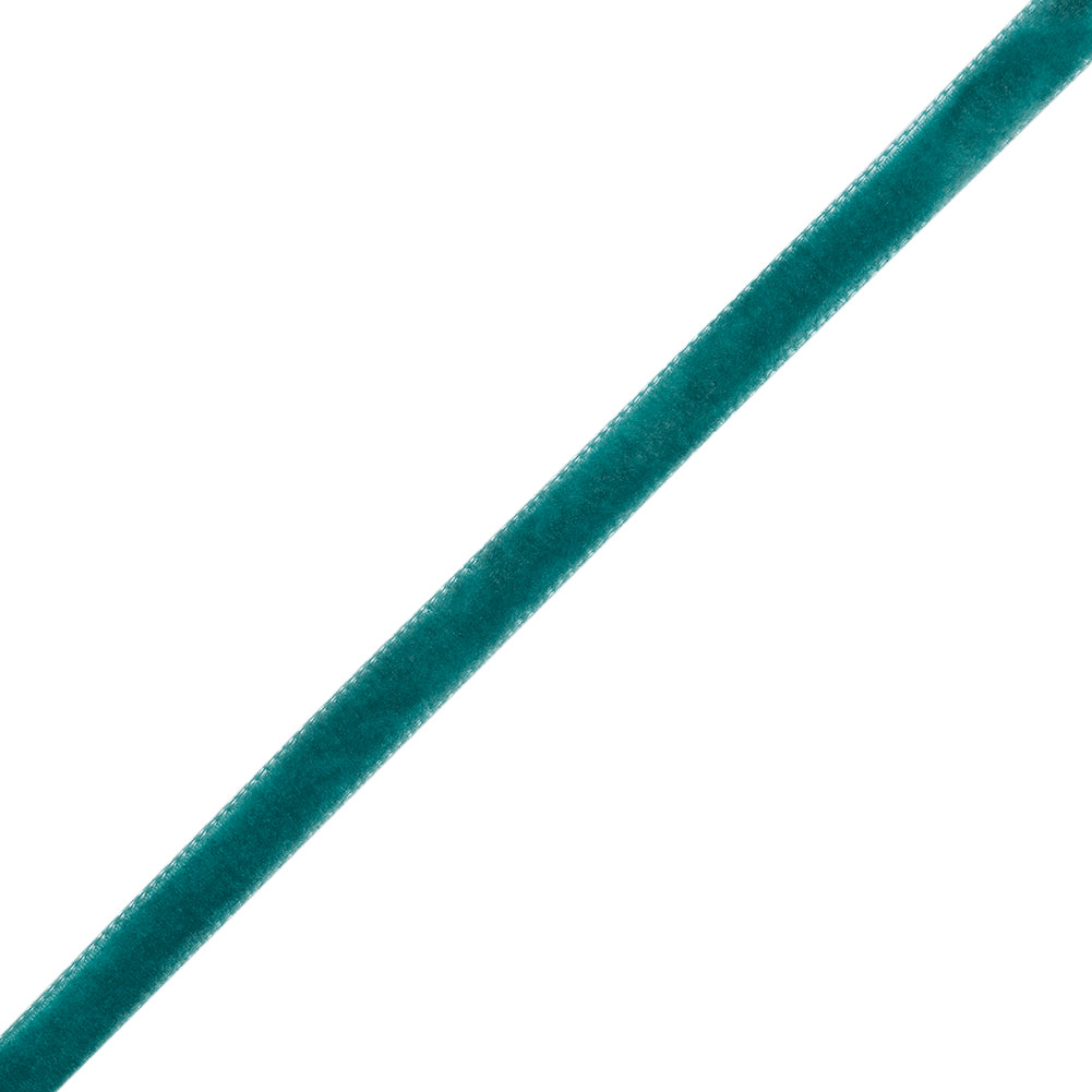 Single Faced Velvet Ribbon Made in Italy - 1/4" - Dark Turquoise - Sabine Collection