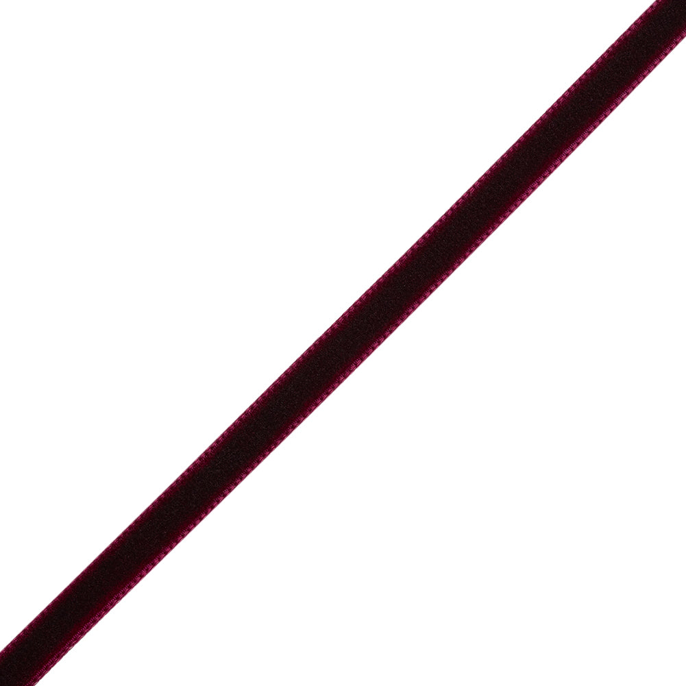 Single Faced Velvet Ribbon Made in Italy - 1/4" - Wine - Sabine Collection