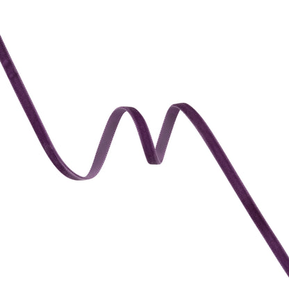 Single Faced Velvet Ribbon Made in Italy - 1/4" - Dark Grape - Sabine Collection
