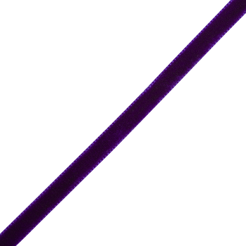 Single Faced Velvet Ribbon Made in Italy - 1/4" - Purple - Sabine Collection