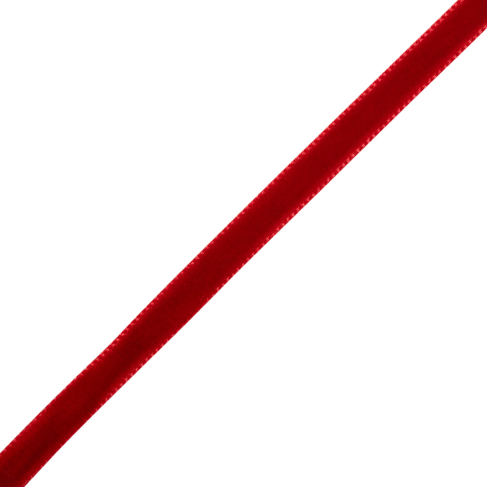 Single Faced Velvet Ribbon Made in Italy - 1/4" - Scarlet - Sabine Collection