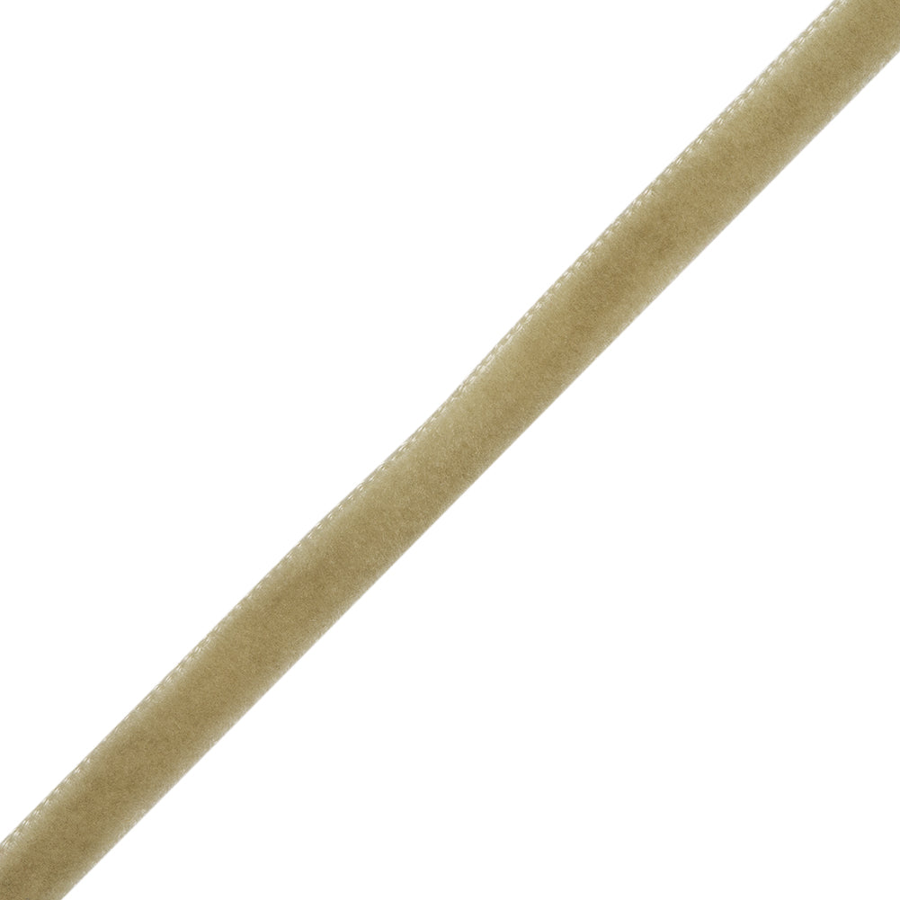 Single Faced Velvet Ribbon Made in Italy - 1/4" - Khaki - Sabine Collection