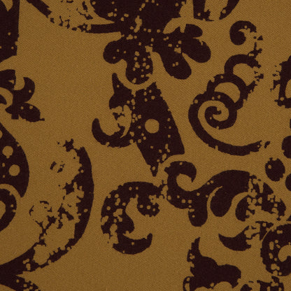 Mustard and Brown Scroll Printed Cotton Twill with a Brushed Back Detail
