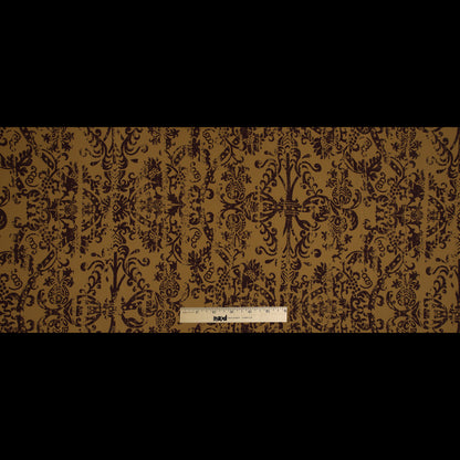 Mustard and Brown Scroll Printed Cotton Twill with a Brushed Back Full