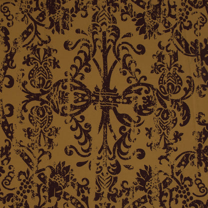 Mustard and Brown Scroll Printed Cotton Twill with a Brushed Back
