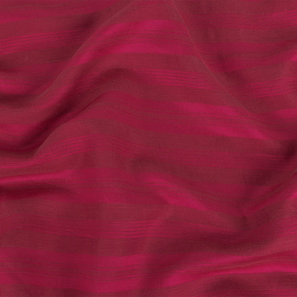 Strawberry Pink and Wine Striped Rayon Twill