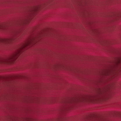 Strawberry Pink and Wine Striped Rayon Twill
