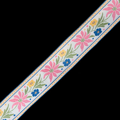 Pink Floral Jacquard Ribbon - 1.625"