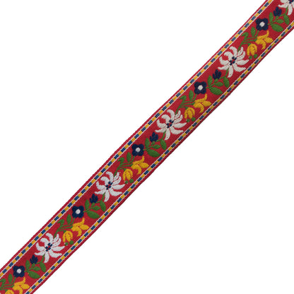 Red and Yellow Floral German Jacquard Ribbon - 1.25"