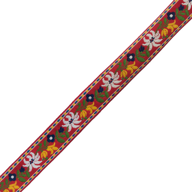 Red and Yellow Floral German Jacquard Ribbon - 1.25"